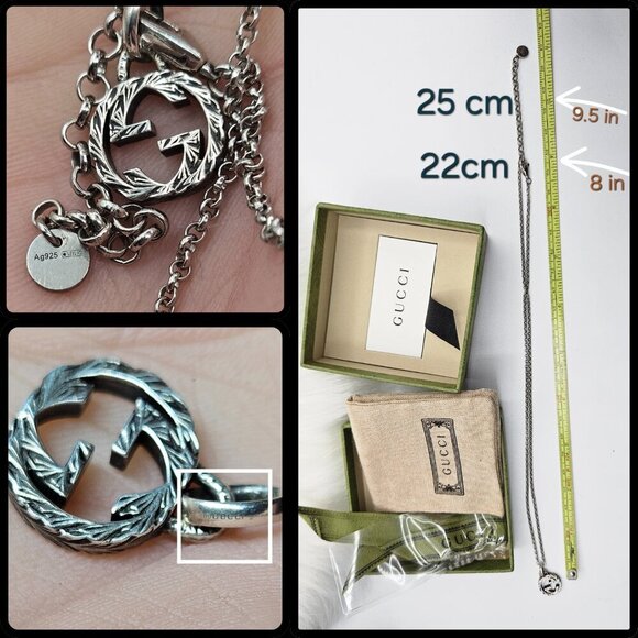 Textured Interlocking GG Marmont Pendant & Chain - Picture 6 of 17